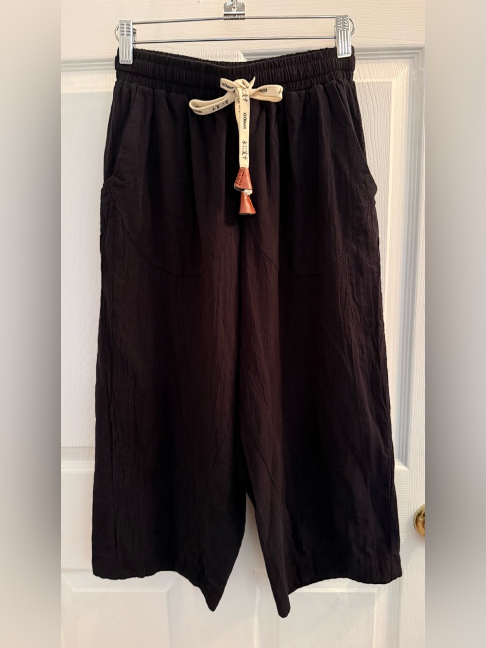 Cropped Black Drawstring Men’s Pants